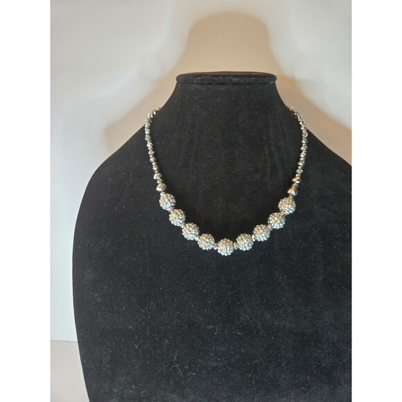 Silver Tone Necklace Beaded with Textured Beads Adjustable Length - Picture 3 of 5